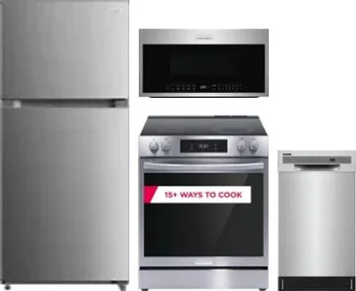 4 Piece Package Includes Refrigerator, Range, Microwave And Dishwasher