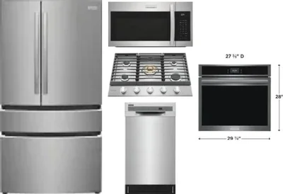 5 Piece Package Includes Refrigerator, Cooktop, Wall Oven, Microwave And Dishwasher