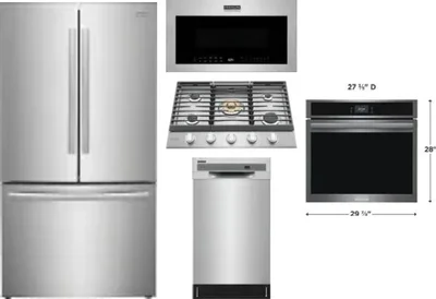 5 Piece Package Includes Refrigerator, Cooktop, Wall Oven, Microwave And Dishwasher