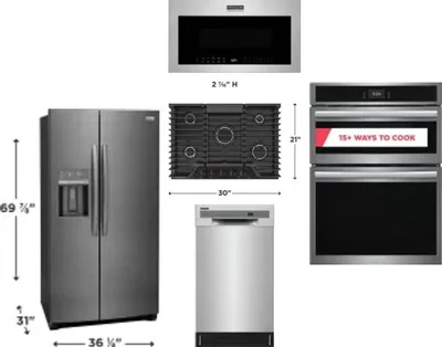 5 Piece Package Includes Refrigerator, Cooktop, Wall Oven, Microwave And Dishwasher