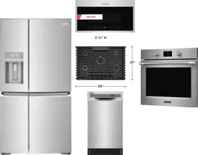 5 Piece Package Includes Refrigerator, Cooktop, Wall Oven, Microwave And Dishwasher