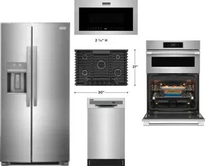5 Piece Package Includes Refrigerator, Cooktop, Wall Oven, Microwave And Dishwasher