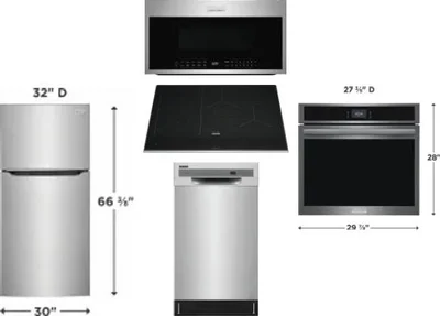 5 Piece Package Includes Refrigerator, Cooktop, Wall Oven, Microwave And Dishwasher