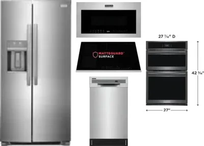 5 Piece Package Includes Refrigerator, Cooktop, Wall Oven, Microwave And Dishwasher