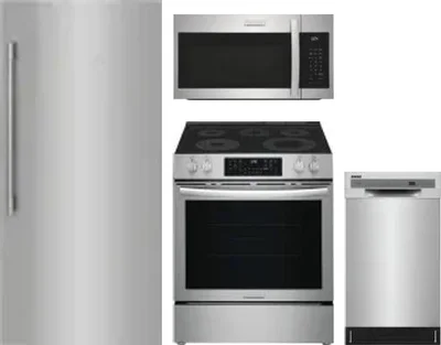 4 Piece Package Includes Refrigerator, Range, Microwave And Dishwasher