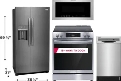 4 Piece Package Includes Refrigerator, Range, Microwave And Dishwasher