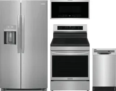 4 Piece Package Includes Refrigerator, Range, Microwave And Dishwasher