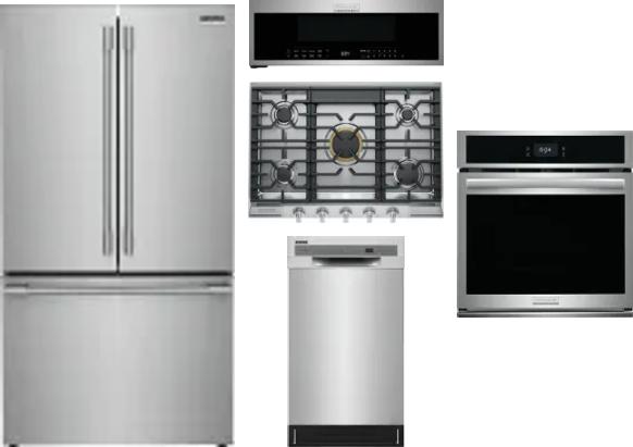 5 Piece Package Includes Refrigerator, Cooktop, Wall Oven, Microwave And Dishwasher