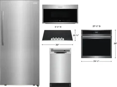 5 Piece Package Includes Refrigerator, Cooktop, Wall Oven, Microwave And Dishwasher
