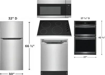 5 Piece Package Includes Refrigerator, Cooktop, Wall Oven, Microwave And Dishwasher