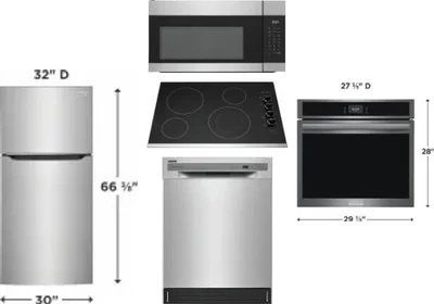 5 Piece Package Includes Refrigerator, Cooktop, Wall Oven, Microwave And Dishwasher