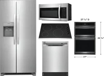 5 Piece Package Includes Refrigerator, Cooktop, Wall Oven, Microwave And Dishwasher
