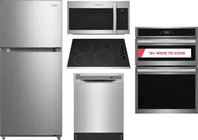 5 Piece Package Includes Refrigerator, Cooktop, Wall Oven, Microwave And Dishwasher