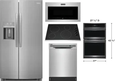 5 Piece Package Includes Refrigerator, Cooktop, Wall Oven, Microwave And Dishwasher