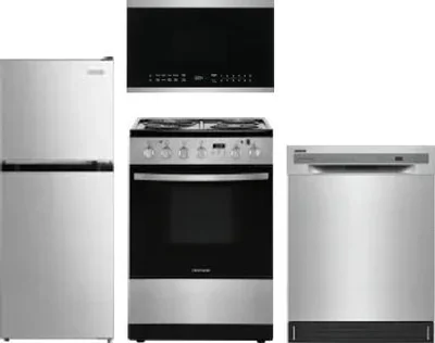 4 Piece Package Includes Refrigerator, Range, Microwave And Dishwasher