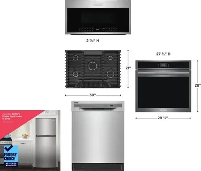 5 Piece Package Includes Refrigerator, Cooktop, Wall Oven, Microwave And Dishwasher