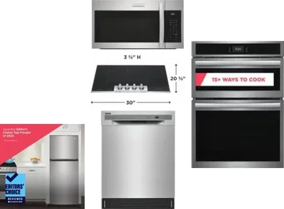 5 Piece Package Includes Refrigerator, Cooktop, Wall Oven, Microwave And Dishwasher