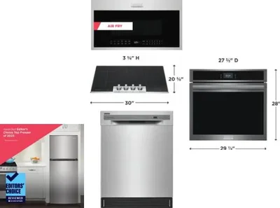 5 Piece Package Includes Refrigerator, Cooktop, Wall Oven, Microwave And Dishwasher