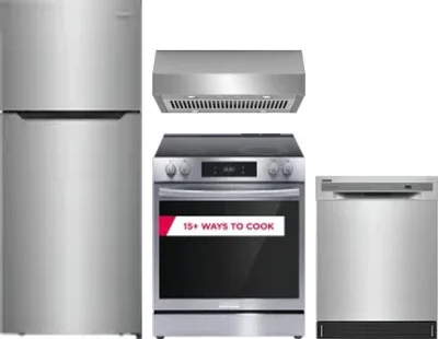 4 Piece Package Includes Refrigerator, Range, Hood And Dishwasher