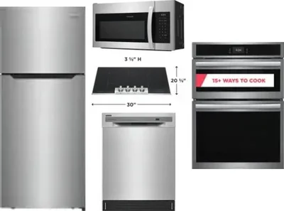 5 Piece Package Includes Refrigerator, Cooktop, Wall Oven, Microwave And Dishwasher