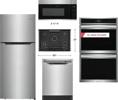 5 Piece Package Includes Refrigerator, Cooktop, Wall Oven, Microwave And Dishwasher