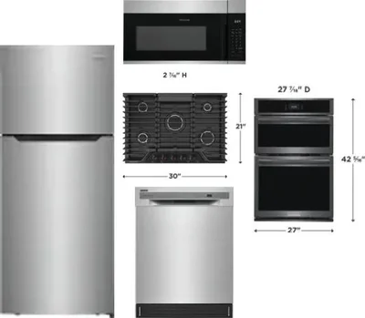 5 Piece Package Includes Refrigerator, Cooktop, Wall Oven, Microwave And Dishwasher