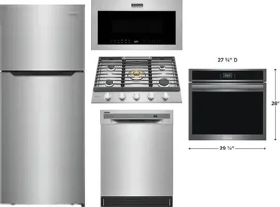 5 Piece Package Includes Refrigerator, Cooktop, Wall Oven, Microwave And Dishwasher