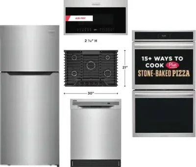 5 Piece Package Includes Refrigerator, Cooktop, Wall Oven, Microwave And Dishwasher