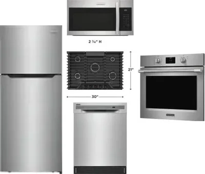5 Piece Package Includes Refrigerator, Cooktop, Wall Oven, Microwave And Dishwasher