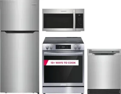 4 Piece Package Includes Refrigerator, Range, Microwave And Dishwasher