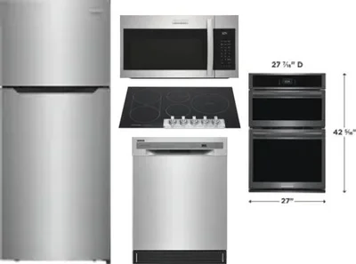 5 Piece Package Includes Refrigerator, Cooktop, Wall Oven, Microwave And Dishwasher