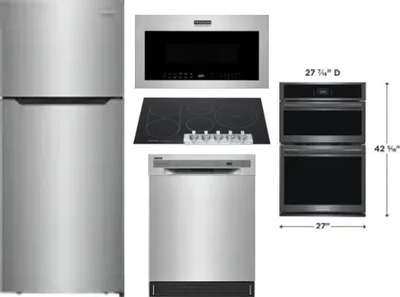 5 Piece Package Includes Refrigerator, Cooktop, Wall Oven, Microwave And Dishwasher