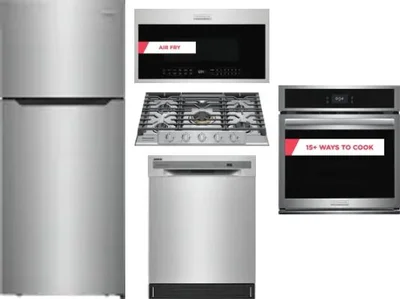 5 Piece Package Includes Refrigerator, Cooktop, Wall Oven, Microwave And Dishwasher