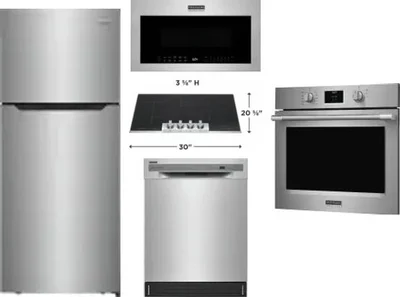 5 Piece Package Includes Refrigerator, Cooktop, Wall Oven, Microwave And Dishwasher