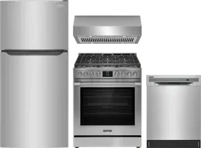4 Piece Package Includes Refrigerator, Range, Hood And Dishwasher