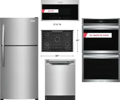 5 Piece Package Includes Refrigerator, Cooktop, Wall Oven, Microwave And Dishwasher