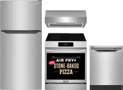 4 Piece Package Includes Refrigerator, Range, Hood And Dishwasher