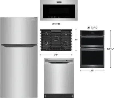 5 Piece Package Includes Refrigerator, Cooktop, Wall Oven, Microwave And Dishwasher