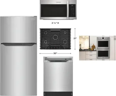 5 Piece Package Includes Refrigerator, Cooktop, Wall Oven, Microwave And Dishwasher