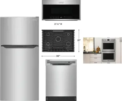 5 Piece Package Includes Refrigerator, Cooktop, Wall Oven, Microwave And Dishwasher
