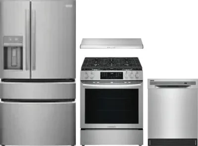 4 Piece Package Includes Refrigerator, Range, Hood And Dishwasher
