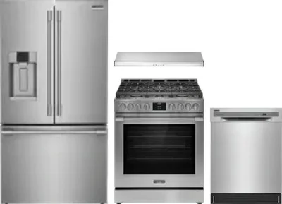 4 Piece Package Includes Refrigerator, Range, Hood And Dishwasher