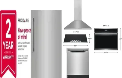 6 Piece Package Includes Refrigerator, Freezer, Cooktop, Wall Oven, Hood And Dishwasher