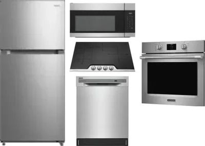 5 Piece Package Includes Refrigerator, Cooktop, Wall Oven, Microwave And Dishwasher