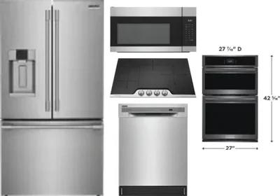 5 Piece Package Includes Refrigerator, Cooktop, Wall Oven, Microwave And Dishwasher