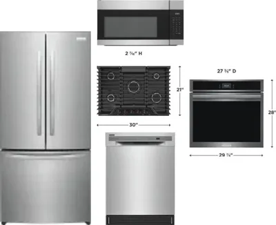 5 Piece Package Includes Refrigerator, Cooktop, Wall Oven, Microwave And Dishwasher