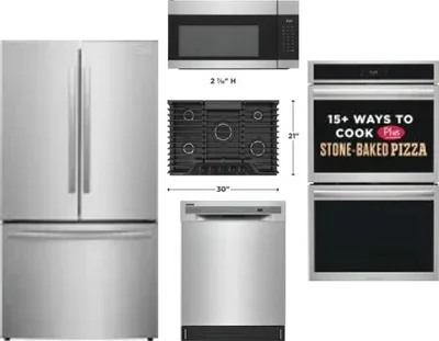 5 Piece Package Includes Refrigerator, Cooktop, Wall Oven, Microwave And Dishwasher