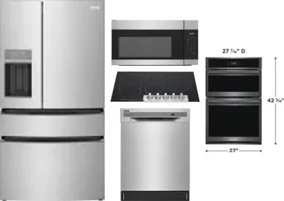 5 Piece Package Includes Refrigerator, Cooktop, Wall Oven, Microwave And Dishwasher