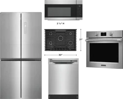 5 Piece Package Includes Refrigerator, Cooktop, Wall Oven, Microwave And Dishwasher