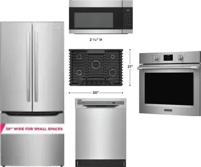 5 Piece Package Includes Refrigerator, Cooktop, Wall Oven, Microwave And Dishwasher